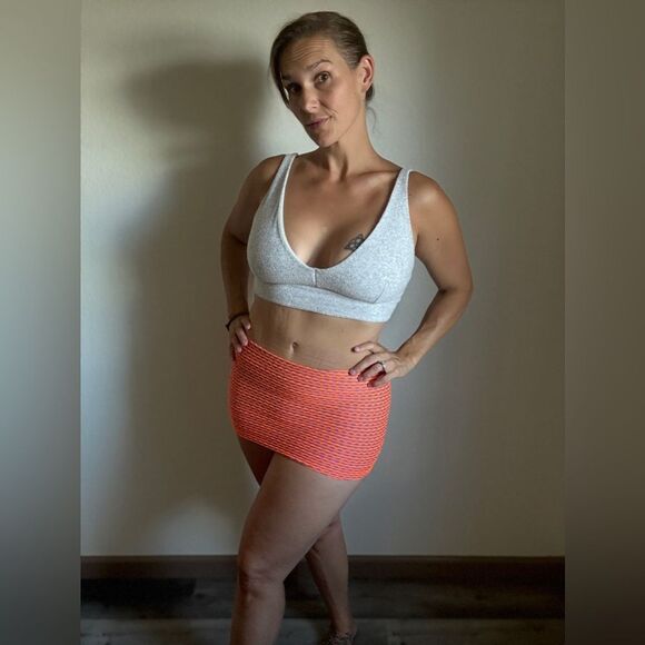 Urban Outfitters Micro Mini Skirt Neon Orange Purple XS Stretchy - Picture 1 of 9